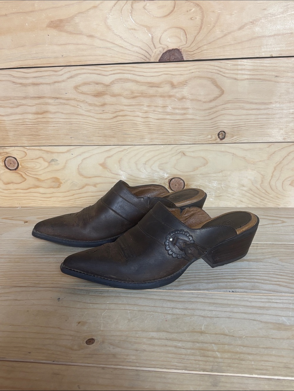 Ariat brown leather western mules size 8.5 - Picture 2 of 10
